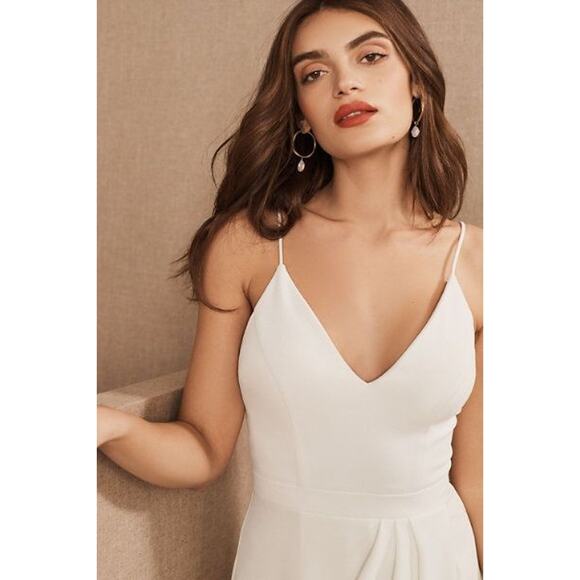 NWT Anthropologie BHLDN Caron Crepe Midi Dress SIZE 16 Ivory - Off White Tulip - Picture 2 of 7